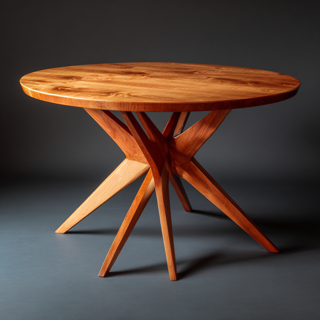 Table à manger - bois massif - 140x140x75 cm - bois brun - design sculptural-Interiorilo