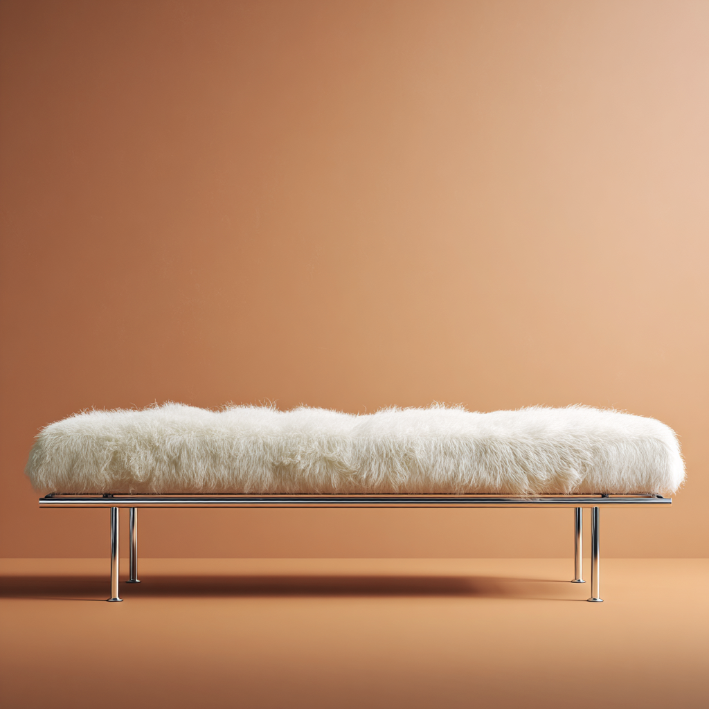 Banc de lit - métal-tissu - 132x46x47 cm - blanc - design moderne-Interiorilo