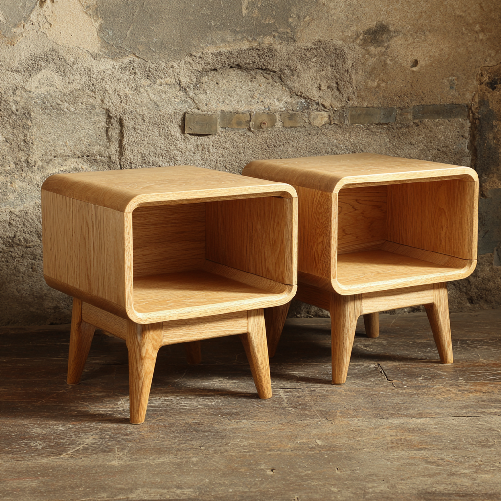 Table de chevet-bois massif-44x35x50 cm-bois naturel-design minimaliste-Interiorilo