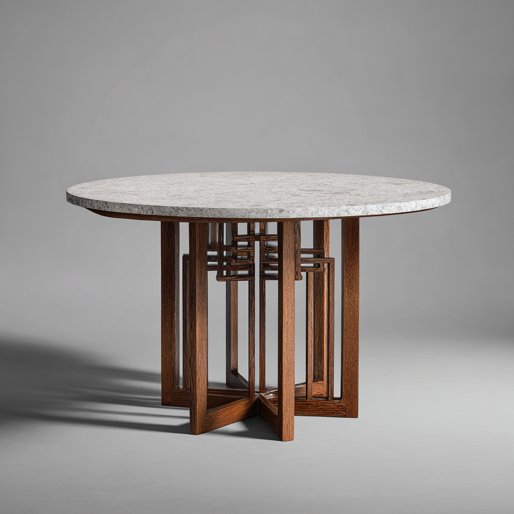 Table à manger - marbre - 120x120x75 cm - blanc - style contemporain-Interiorilo