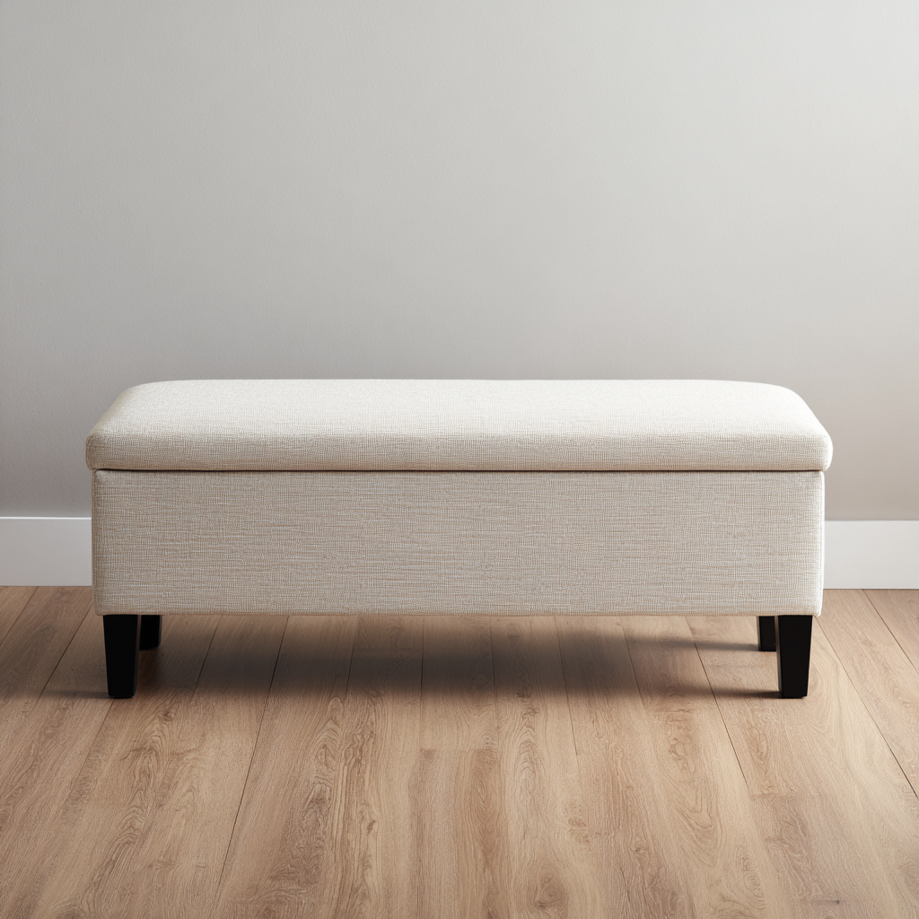 Banc de lit - tissu - 110x40x48 cm - beige - design moderne-Interiorilo