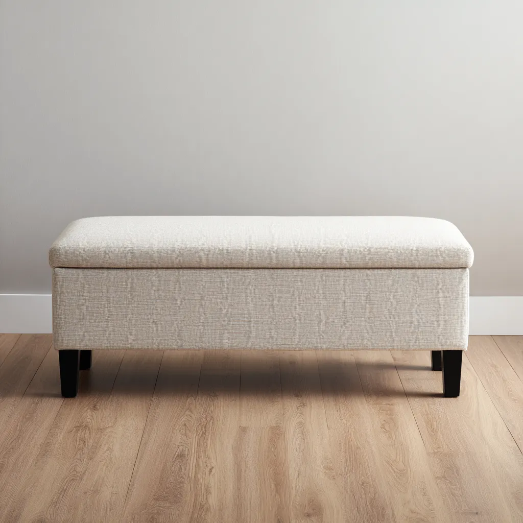 Banc de lit - tissu - 110x40x48 cm - beige - design moderne-Interiorilo