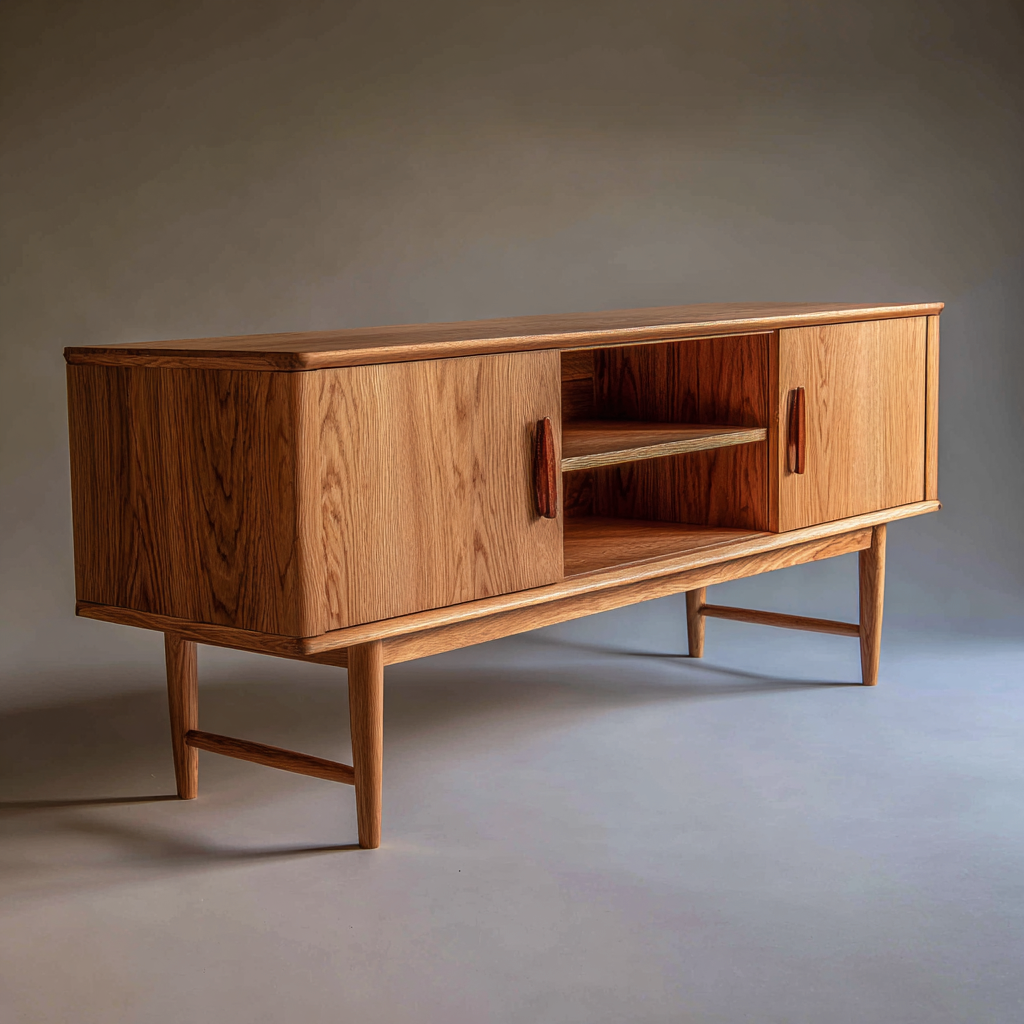 Meuble TV-Bois massif-180x40x55 cm-Chêne naturel-Style scandinave-Interiorilo