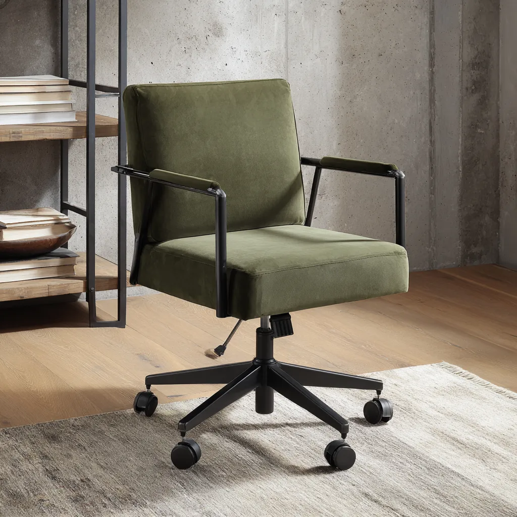 Chaise de bureau-tissu-64x60x88 cm-vert-noir-design ergonomique-Interiorilo