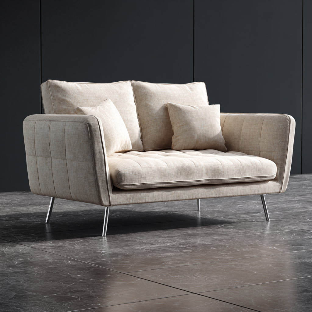 Canapé droit-tissu-métal-162x82x86 cm-beige-style moderne-Interiorilo