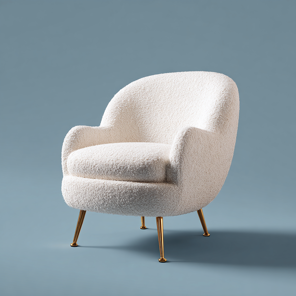 Fauteuil - tissu bouclette - 75x70x80 cm - blanc - design moderne-Interiorilo
