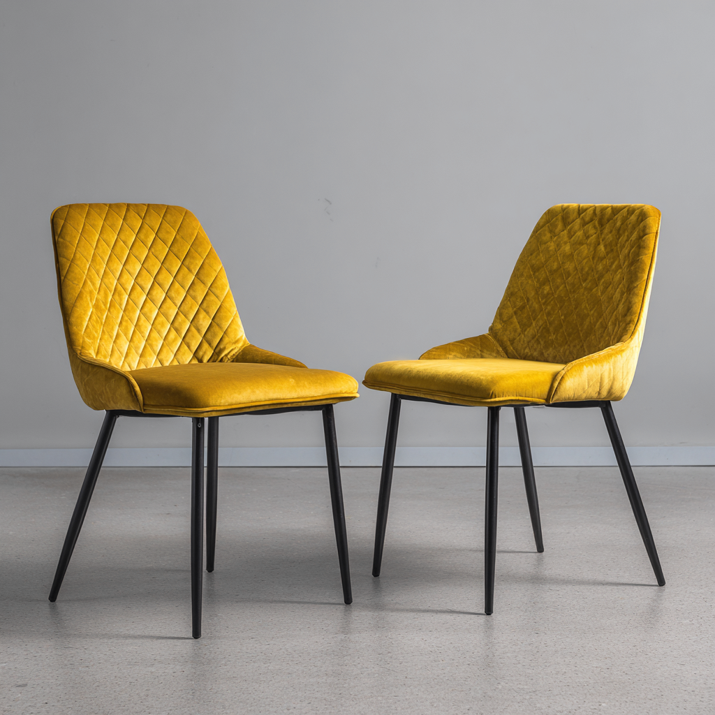 Chaise de salle à manger - velours - 50x45x85 cm - jaune - design moderne-Interiorilo