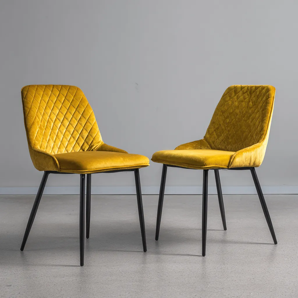 Chaise de salle à manger - velours - 50x45x85 cm - jaune - design moderne-Interiorilo
