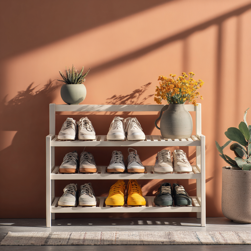 Meuble à chaussures - bois - 75x26x70 cm - blanc - design ouvert-Interiorilo