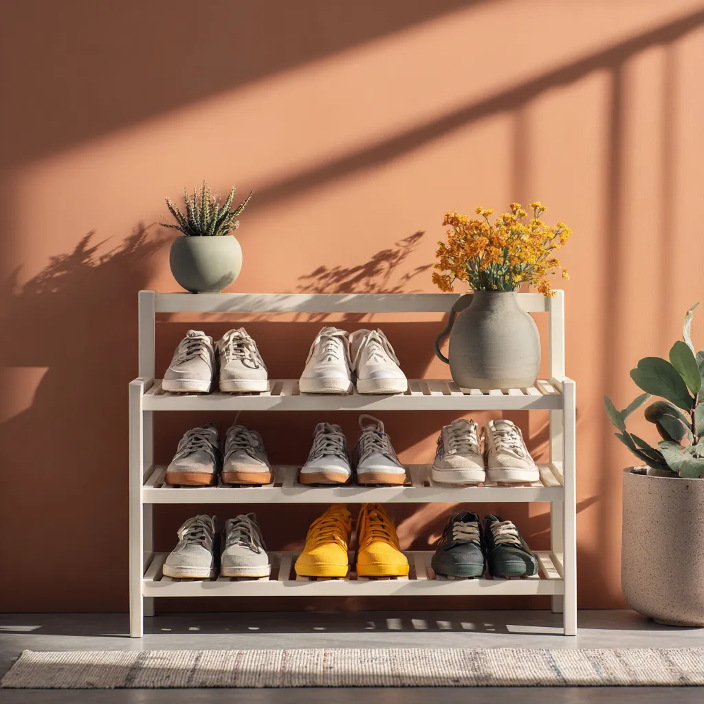 Meuble à chaussures - bois - 75x26x70 cm - blanc - design ouvert-Interiorilo