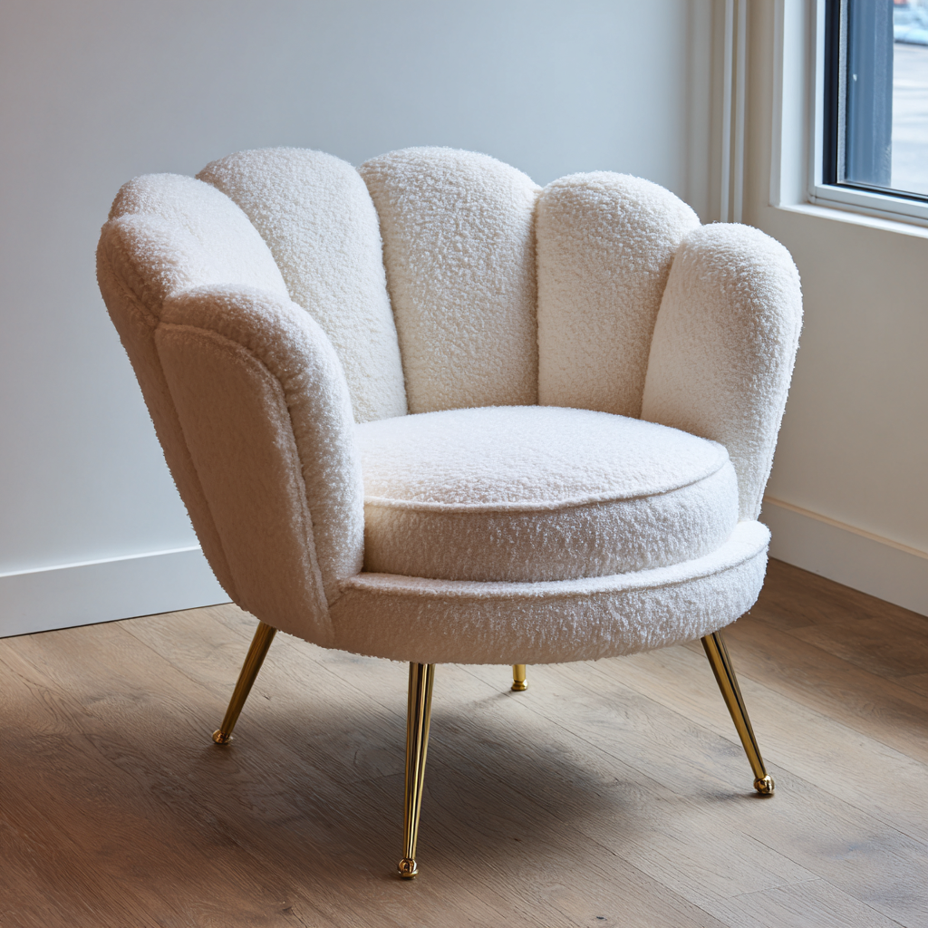 Fauteuil - tissu bouclé - 80x75x78 cm - blanc - design moderne-Interiorilo