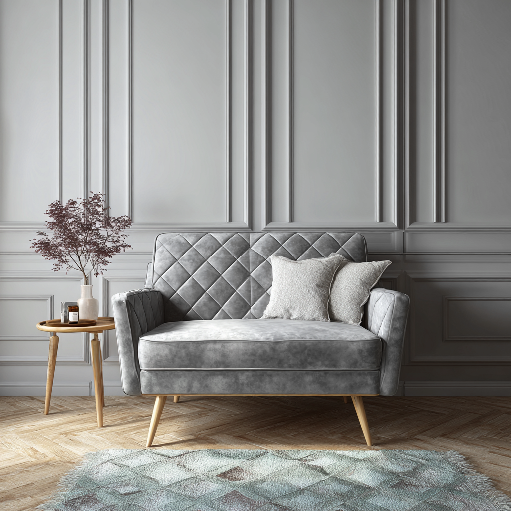 Canapé droit-tissu-bois-150x80x85 cm-gris-style moderne-Interiorilo