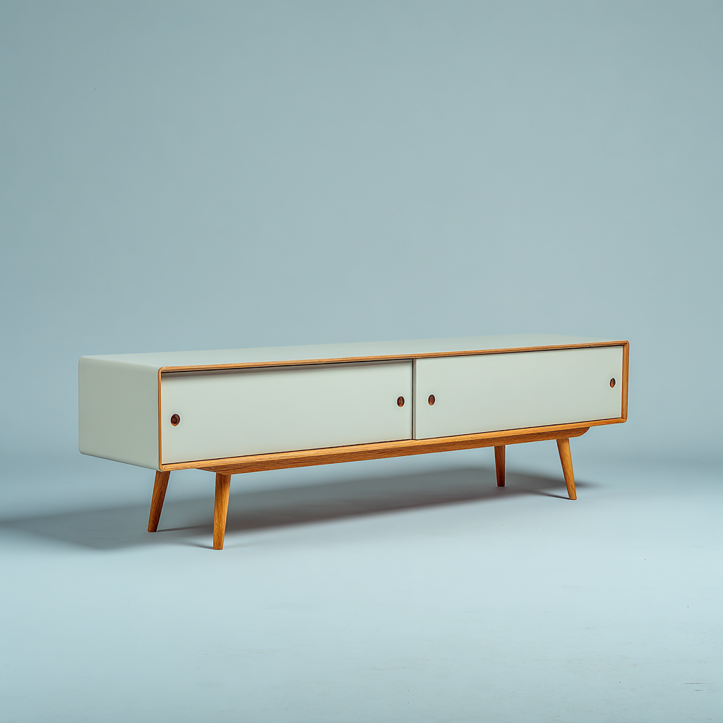 Meuble TV - bois - 150x40x42 cm - blanc-bois - design scandinave-Interiorilo