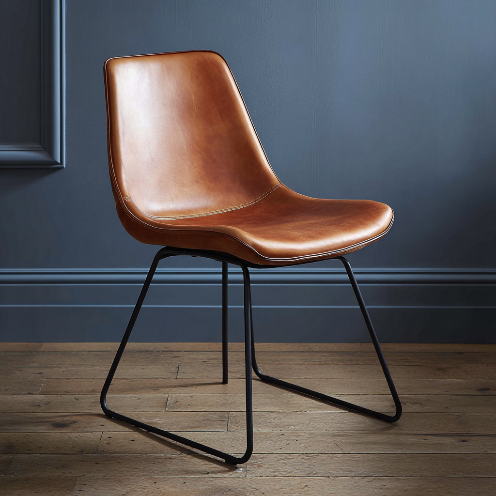 Chaise de salle à manger - cuir - 52x47x84 cm - brun-noir - design moderne-Interiorilo