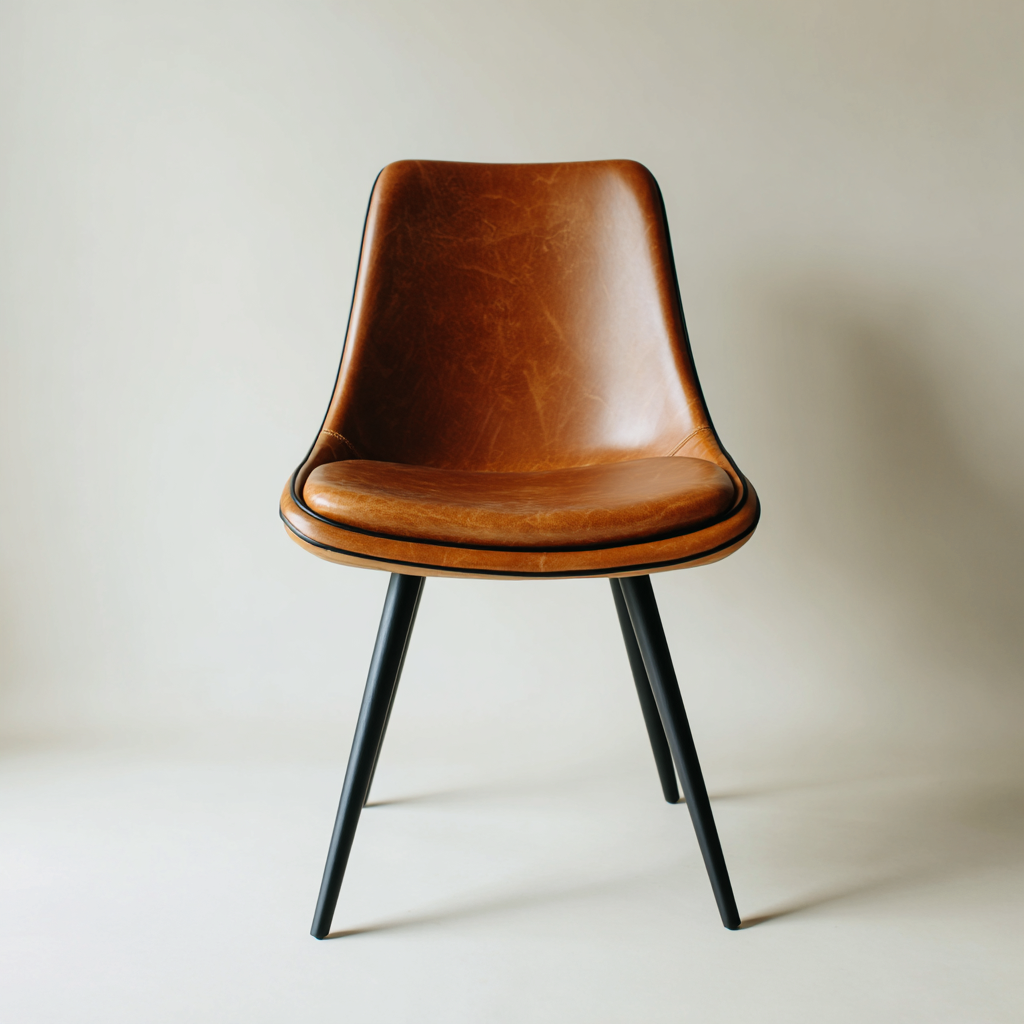 Chaise de salle à manger - cuir - 48x45x83 cm - marron - design moderne-Interiorilo