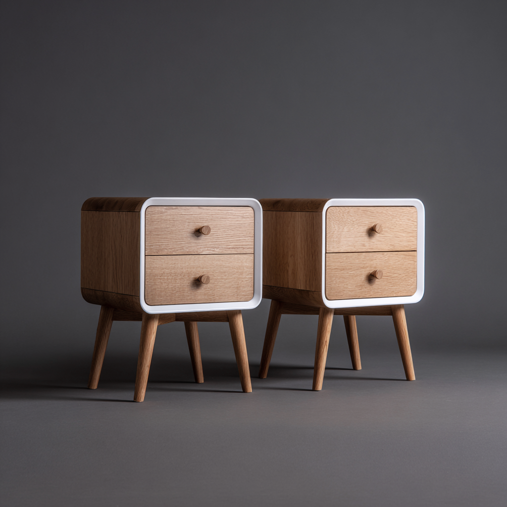 Table de chevet-bois-48x35x56 cm-chêne-blanc-style scandinave-Interiorilo