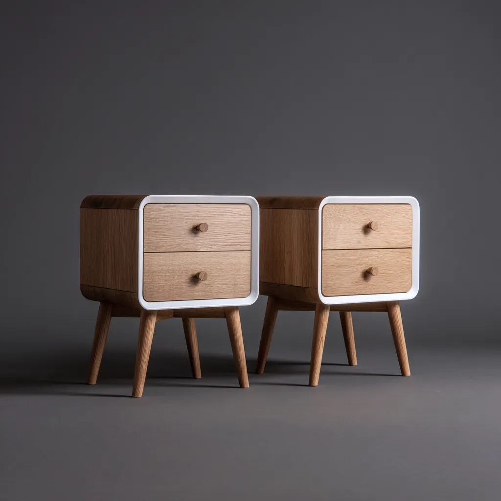 Table de chevet-bois-48x35x56 cm-chêne-blanc-style scandinave-Interiorilo