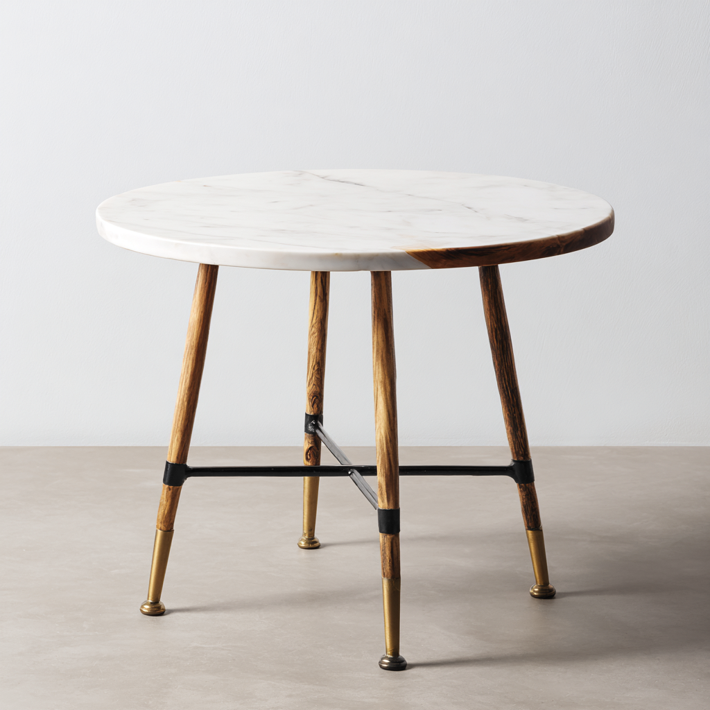 Table à manger - marbre - 90x90x75 cm - blanc - style contemporain-Interiorilo