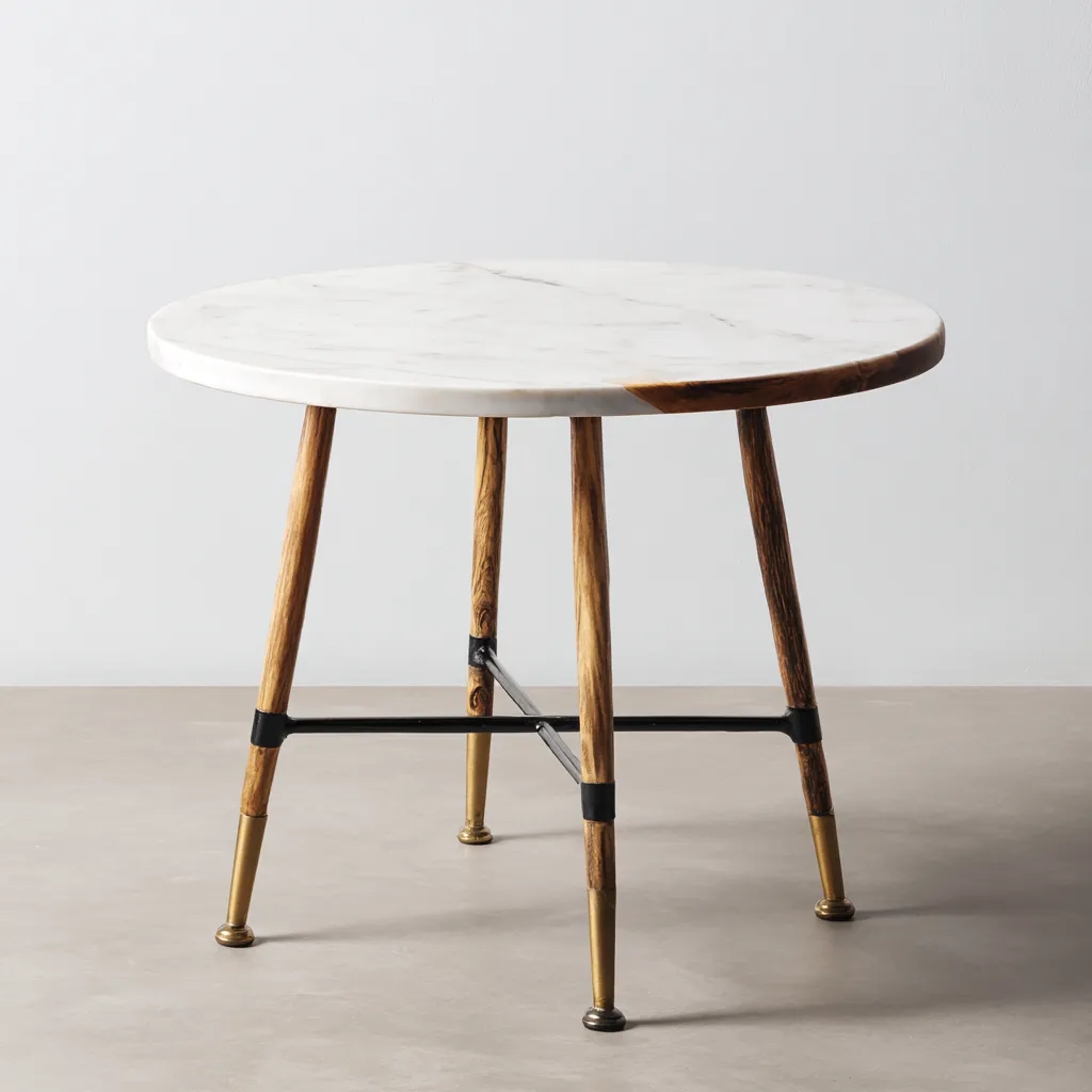 Table à manger - marbre - 90x90x75 cm - blanc - style contemporain-Interiorilo