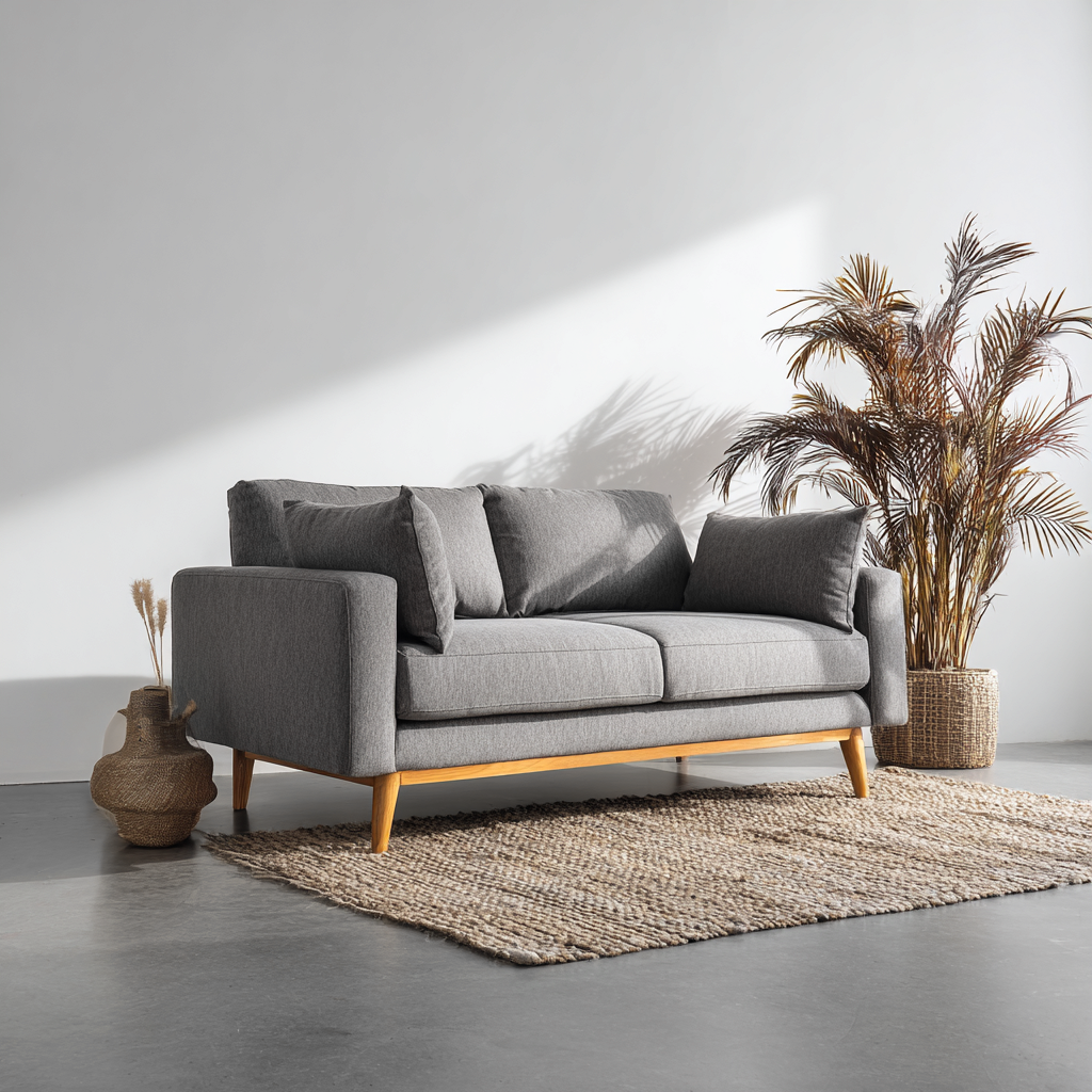 Canapé droit - tissu - 168x88x90 cm - gris - style moderne-Interiorilo