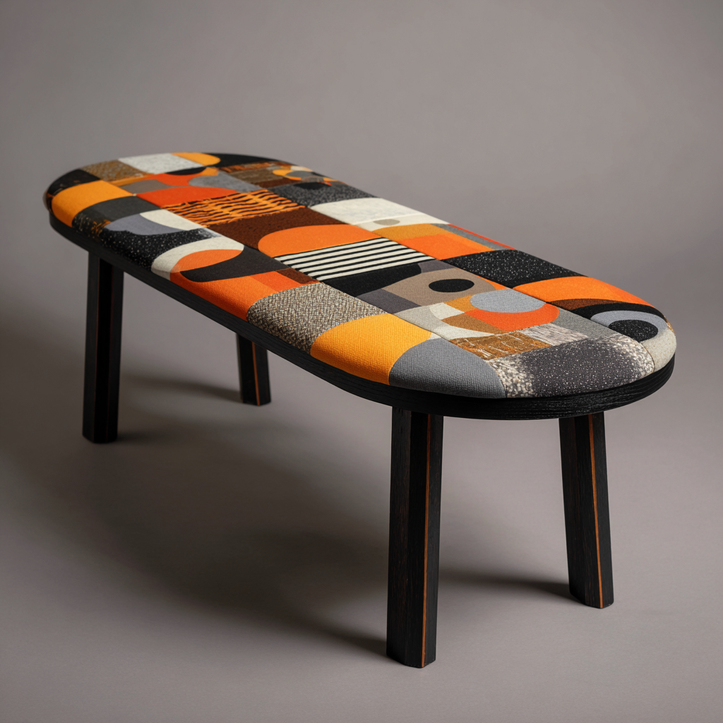 Banc de lit - tissu-bois - 118x38x45 cm - multicolore - design artistique-Interiorilo