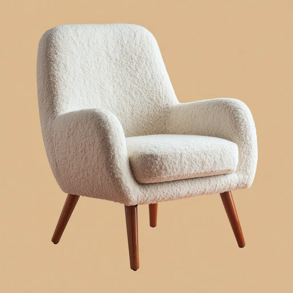 Fauteuil - tissu bouclette - 78x80x92 cm - blanc - design moderne-Interiorilo