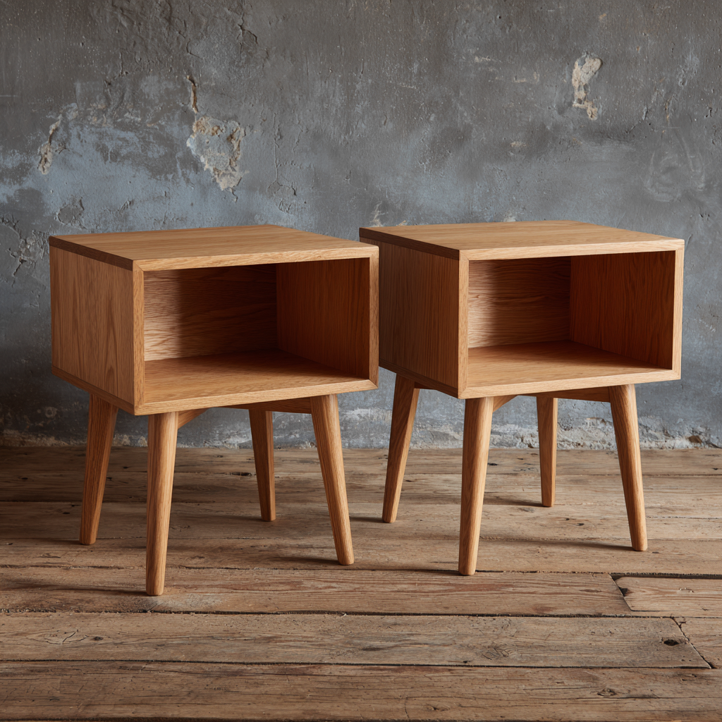 Table de chevet-bois massif-45x34x52 cm-bois naturel-design minimaliste-Interiorilo