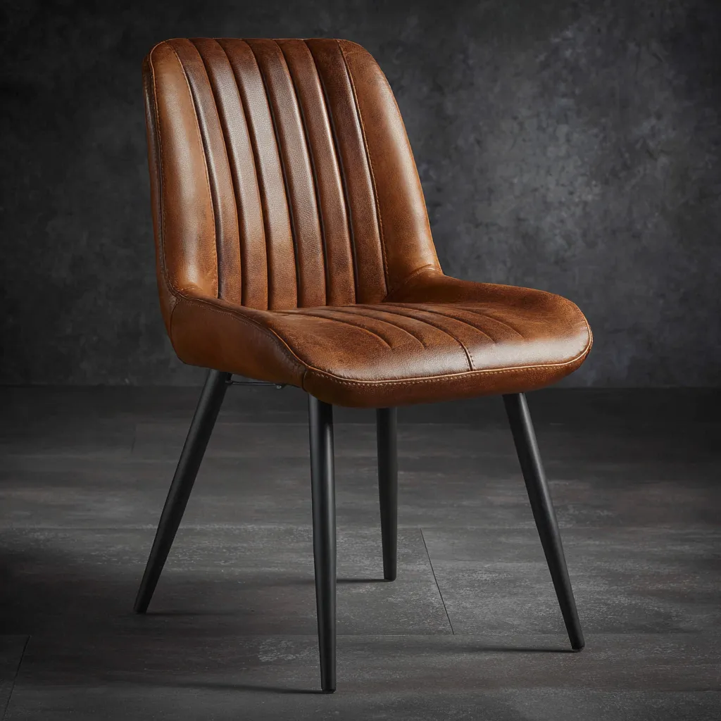 Chaise de salle à manger - cuir - 52x47x85 cm - brun-noir - design moderne-Interiorilo