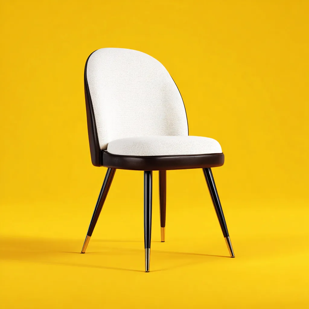 Chaise de salle à manger - tissu - métal - 50x54x83 cm - blanc-noir - design moderne-Interiorilo