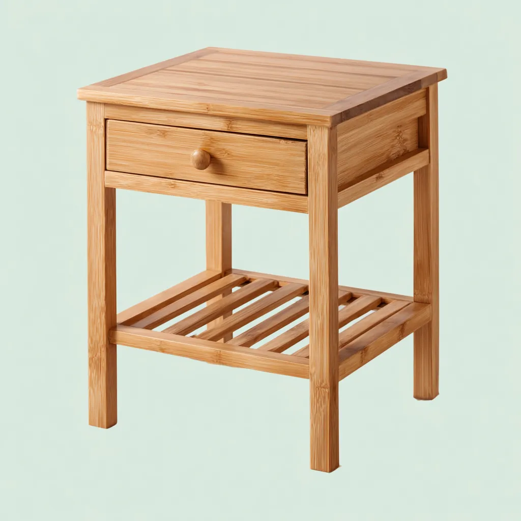 Table de chevet-bois bambou-42x35x60 cm-naturel-style moderne-Interiorilo