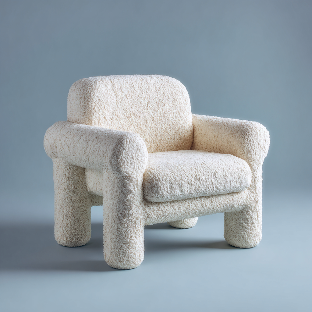 Fauteuil - tissu bouclette - 82x78x84 cm - blanc - style moderne-Interiorilo