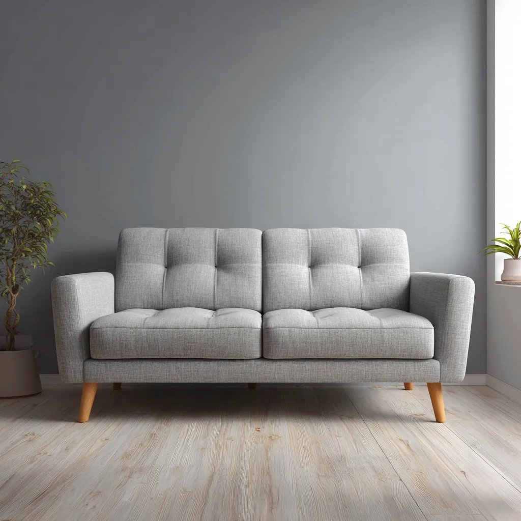 Canapé droit - tissu - 164x87x88 cm - gris clair - style moderne-Interiorilo