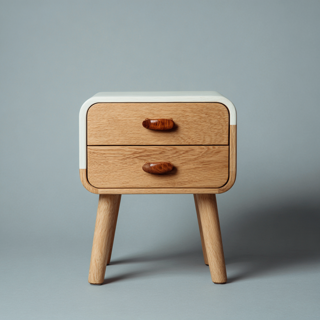 Table de chevet-bois-44x32x54 cm-chêne-blanc-style scandinave-Interiorilo