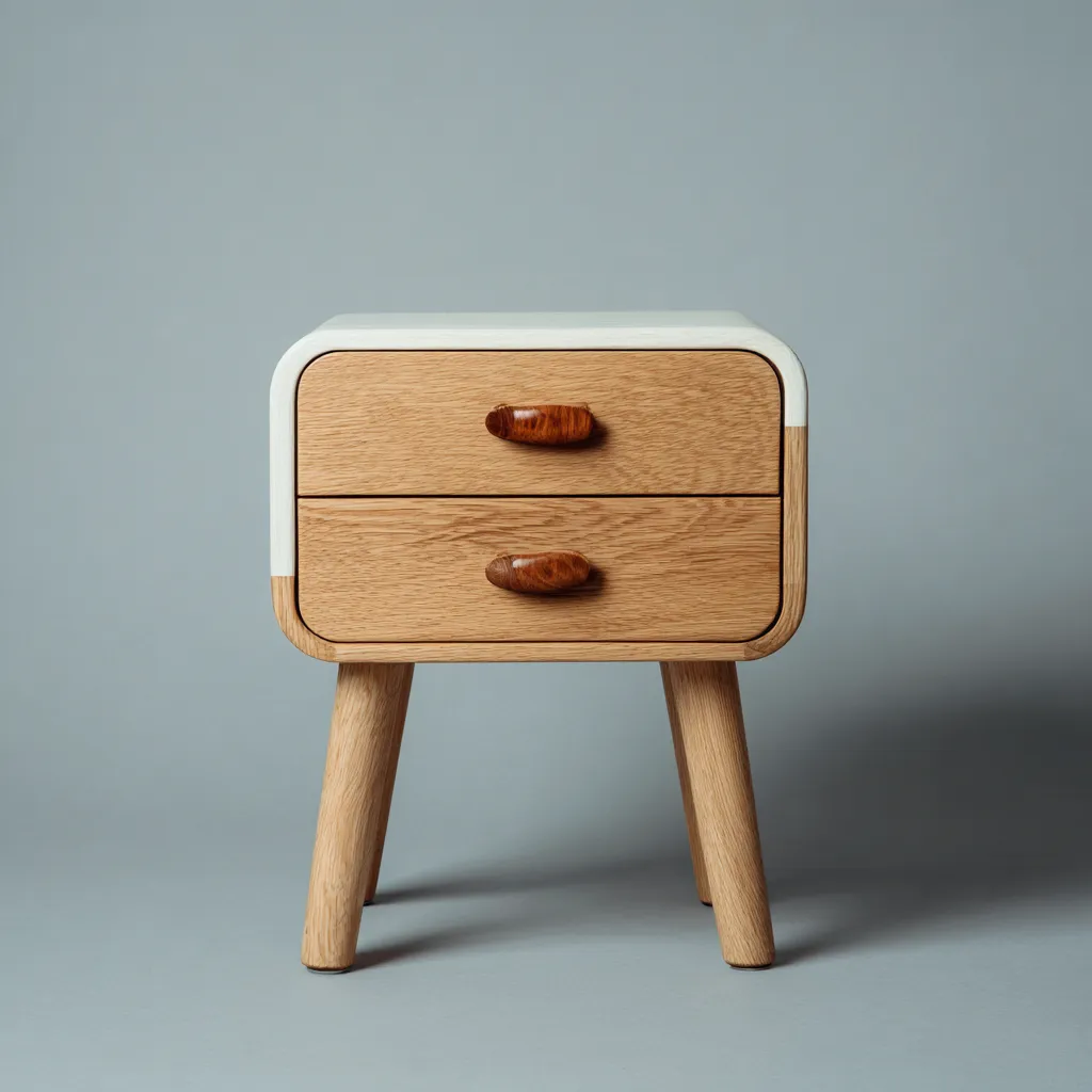 Table de chevet-bois-44x32x54 cm-chêne-blanc-style scandinave-Interiorilo