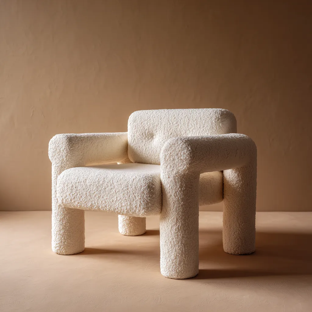 Fauteuil - tissu bouclette - 83x79x85 cm - blanc - style contemporain-Interiorilo