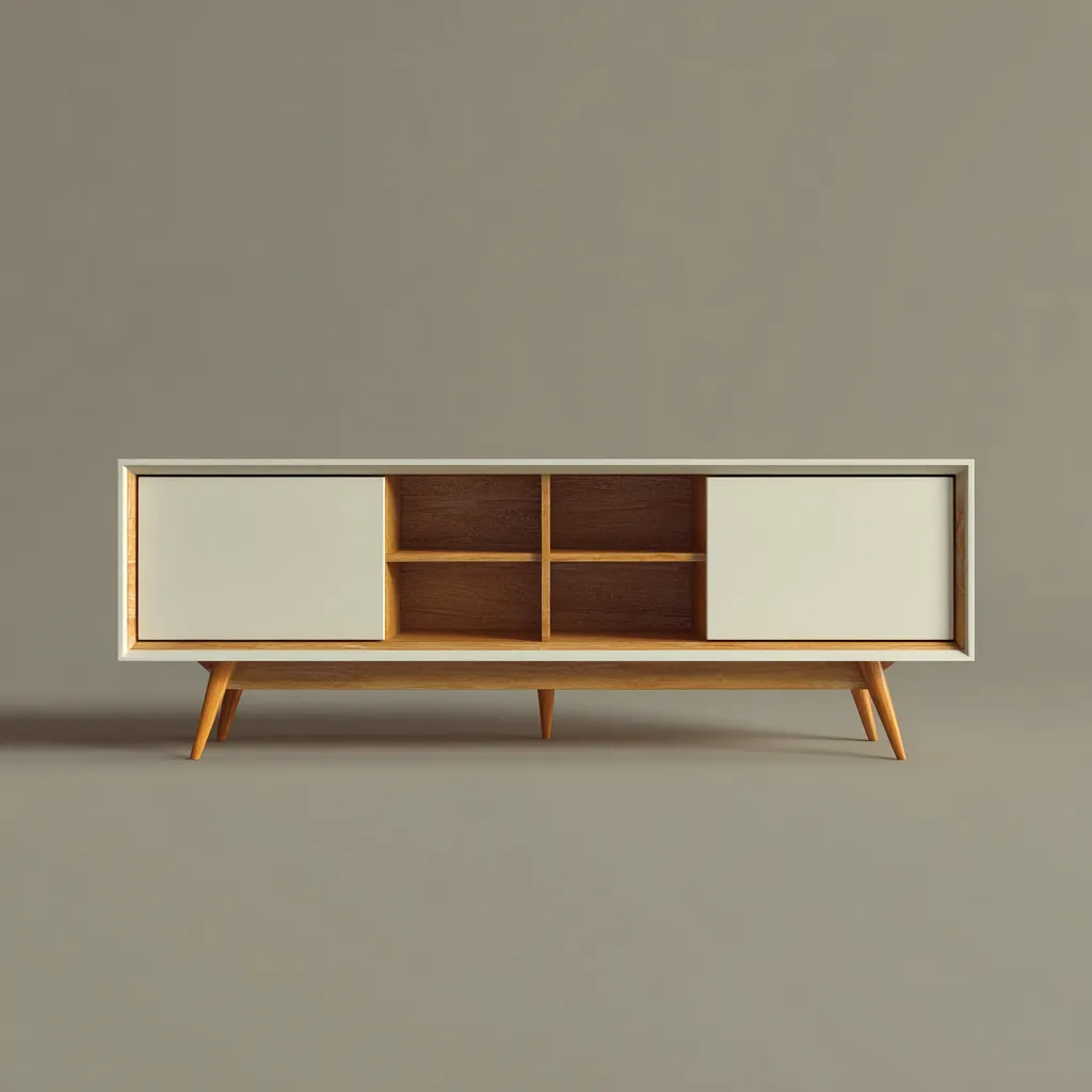 Meuble TV-bois-mdf-150x40x55 cm-blanc-bois-scandinave-Interiorilo