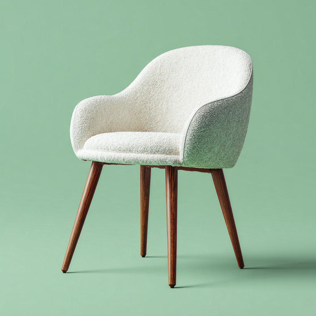 Fauteuil - tissu bouclette - 68x70x80 cm - blanc - design scandinave-Interiorilo