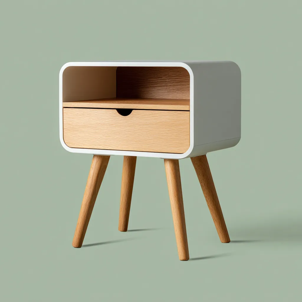 Table de chevet-bois-40x30x55 cm-blanc-chêne-style scandinave-Interiorilo