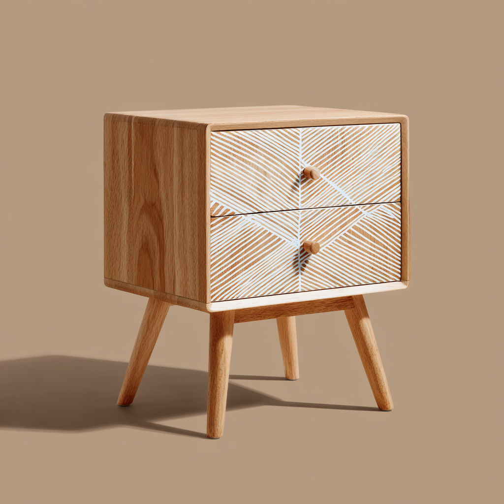 Table de chevet-bois massif-47x37x62 cm-chêne clair-style moderne-Interiorilo