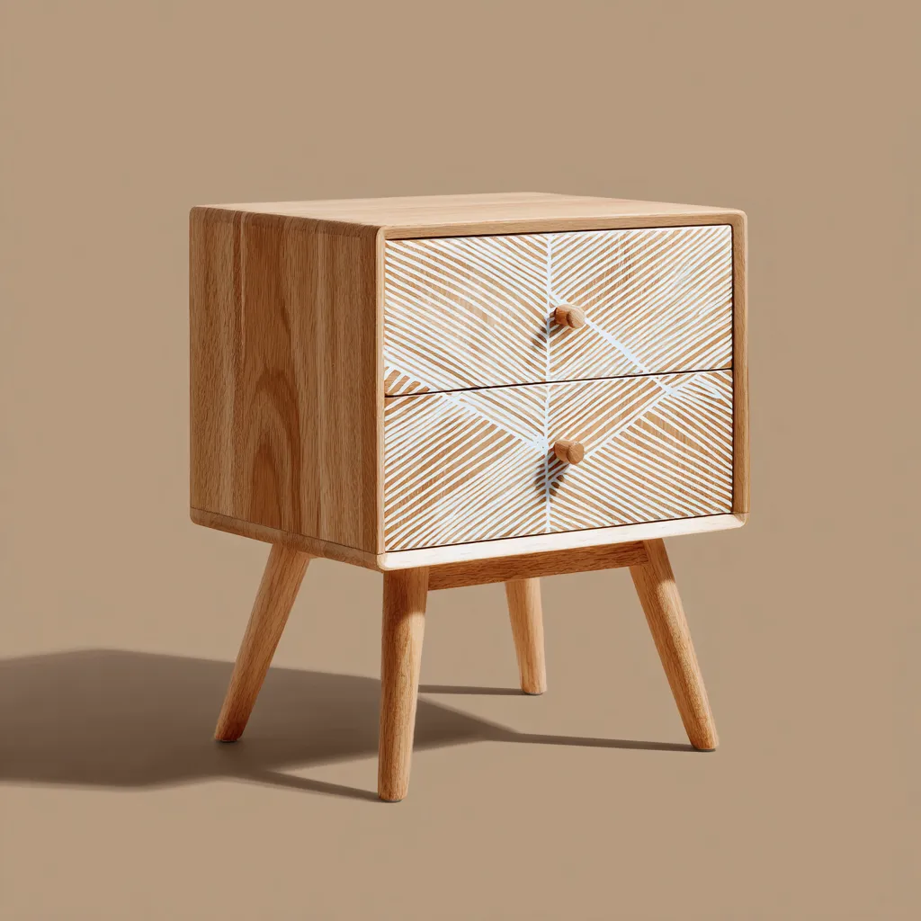 Table de chevet-bois massif-47x37x62 cm-chêne clair-style moderne-Interiorilo