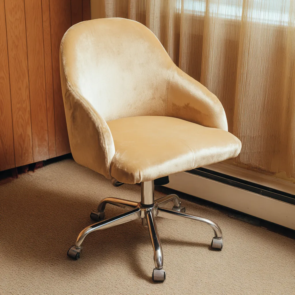 Chaise de bureau - velours - 64x64x89 cm - jaune - design ergonomique pivotant-Interiorilo