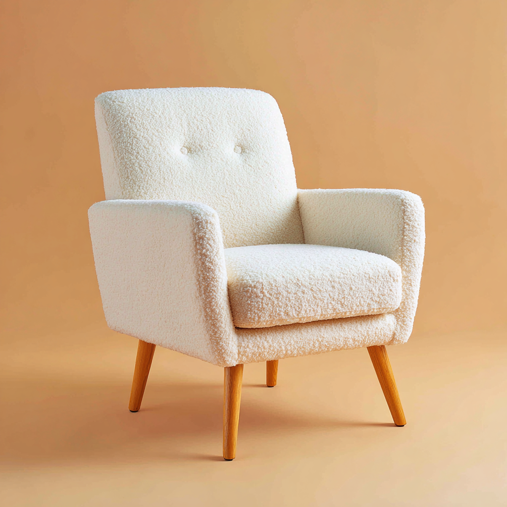 Fauteuil - tissu bouclette - 76x78x90 cm - blanc - design moderne-Interiorilo