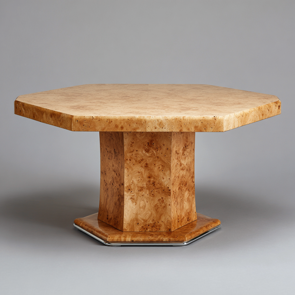 Table à manger - bois de loupe - métal - 150x150x76 cm - bois clair - design contemporain-Interiorilo