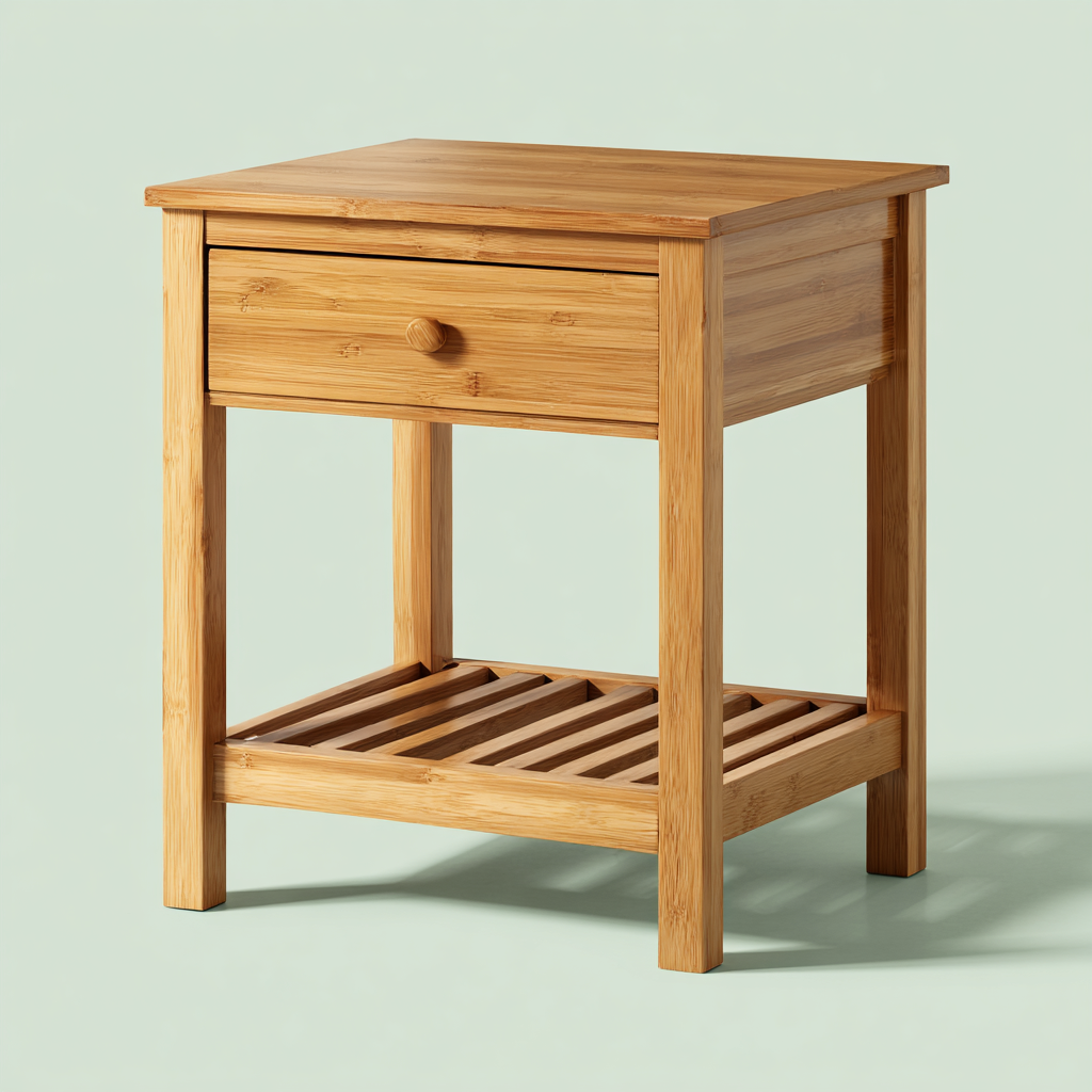 Table de chevet-bois bambou-43x36x61 cm-naturel-style moderne-Interiorilo