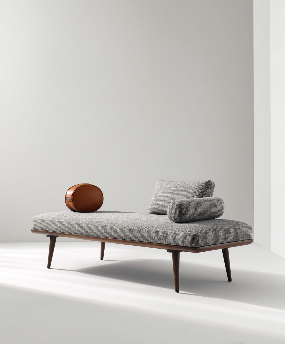 Banc de lit - bois-tissu - 150x55x72 cm - gris - design moderne-Interiorilo