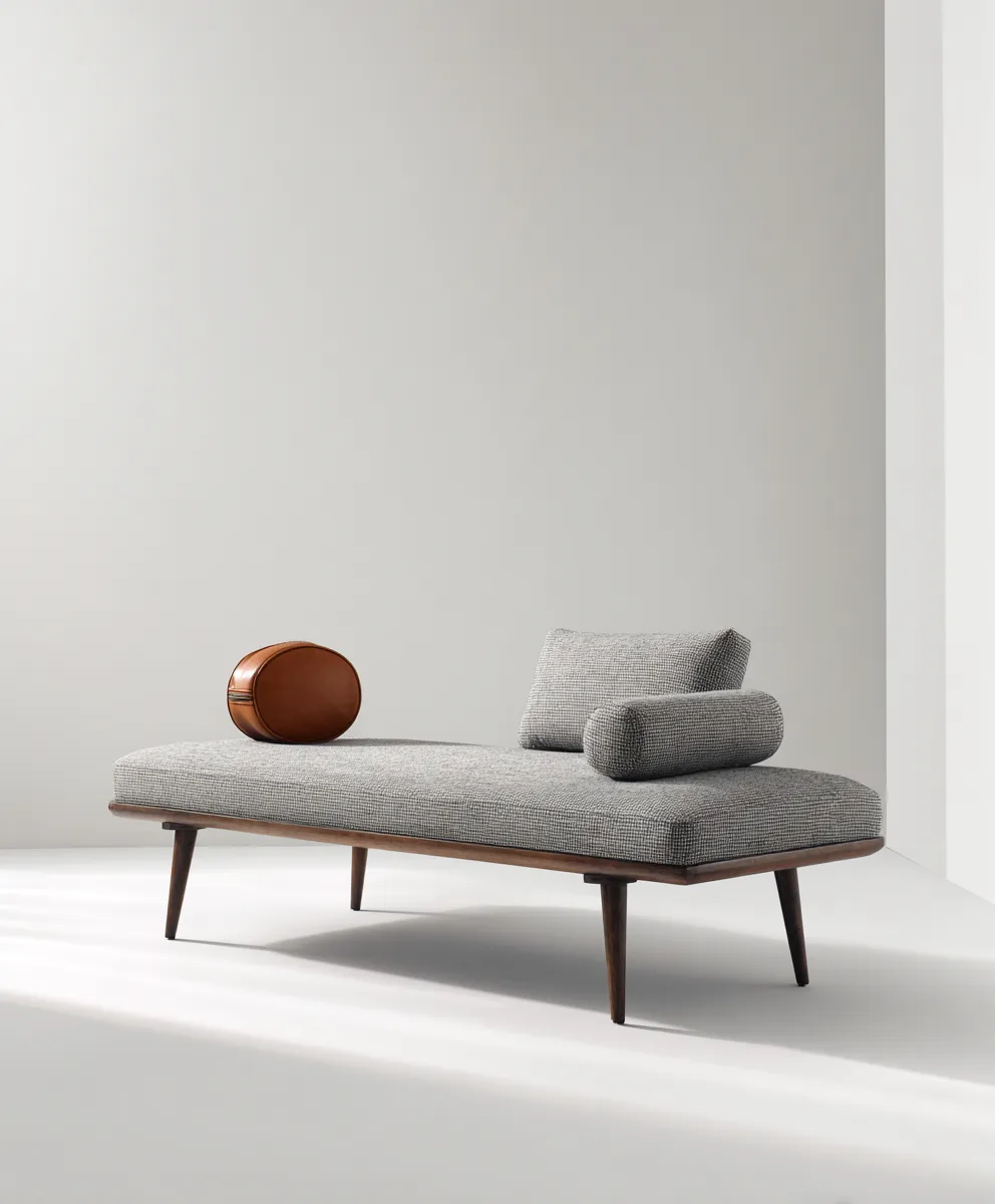 Banc de lit - bois-tissu - 150x55x72 cm - gris - design moderne-Interiorilo