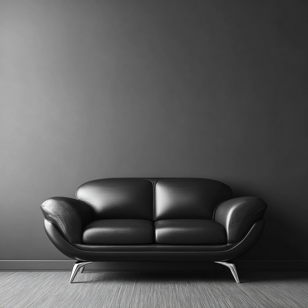 Canapé droit-cuir-métal-158x82x80 cm-noir-style moderne-Interiorilo