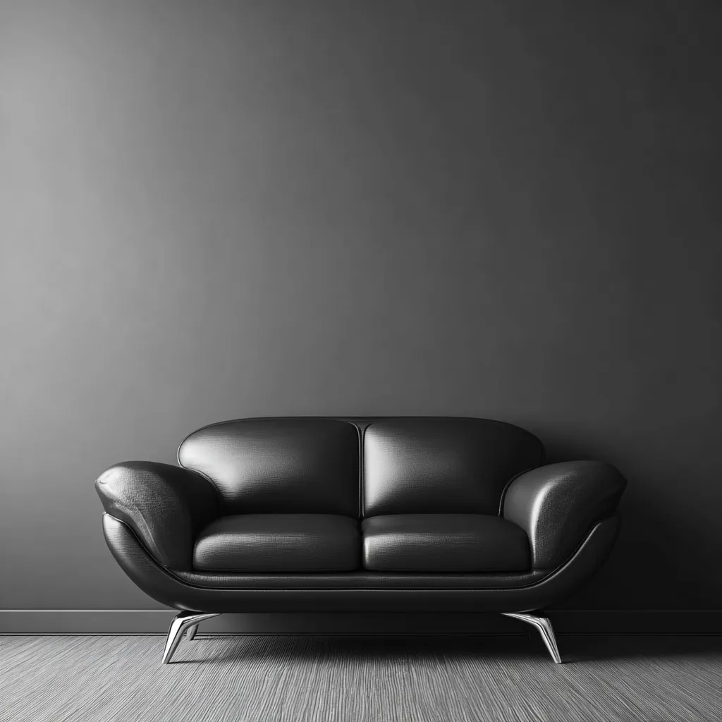 Canapé droit-cuir-métal-158x82x80 cm-noir-style moderne-Interiorilo