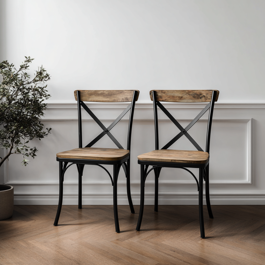 Chaise de salle à manger-bois-48x45x88 cm-brun-noir-style classique-Interiorilo