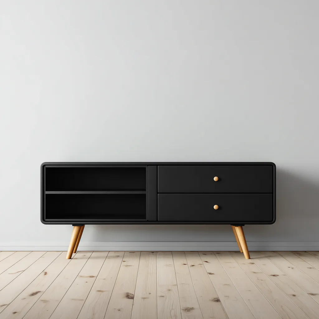 Meuble TV - bois - 120x40x50 cm - noir - design moderne-Interiorilo